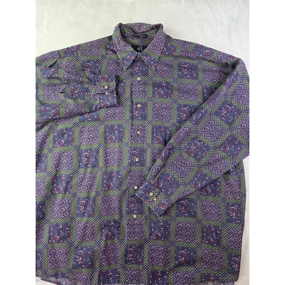 Van Heusen 417 Men's Large Multicolored Pattern Long Sleeve Button Up Shirt - Picture 2 of 7